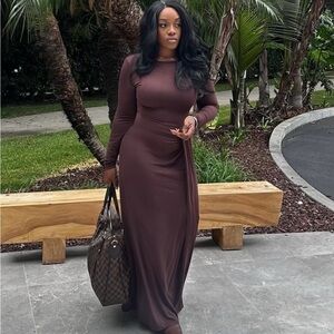 Elegant Brown Maxi Dress